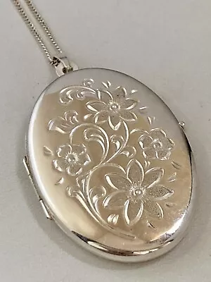 Large Sterling Silver Locket  3.6cm  With Chain  Space For 2 Pictures • $28.62