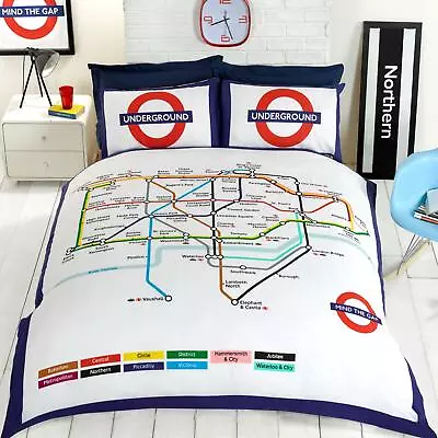 London Underground Duvet Covers Tube Maps Reversible Easy Care Bedding Sets • £29