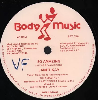 Janet Kay So Amazing 12  Vinyl UK Body Music 1987 In Generic Sleeve - Writing On • £4.11