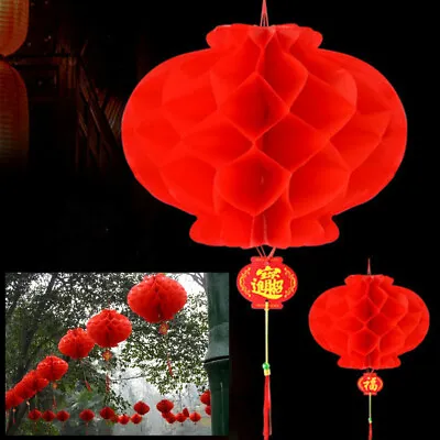 £5.60 • Buy 20X Chinese New Year Red Paper Lanterns Hang Lantern Tassel Hanging Party Decor