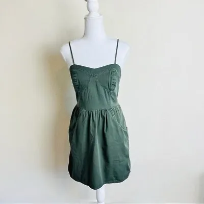 Mossimo Supply Co Olive Army Green Chambray Bustier Pocket Tank Cami Mini Dress • $28