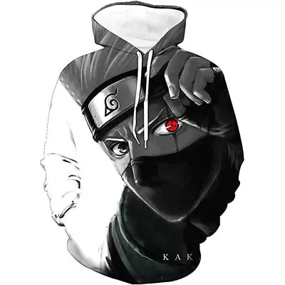 Anime Naruto Hoodie Kakashi 3D Print Sweatshirt Cosplay Costume Hooded Top Shirt • £25.09