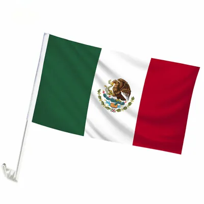MEXICO Window Clip-On Car Flag W Pole Auto Vehicle Flag Bandera Mexico 12 X17.5  • $6.94