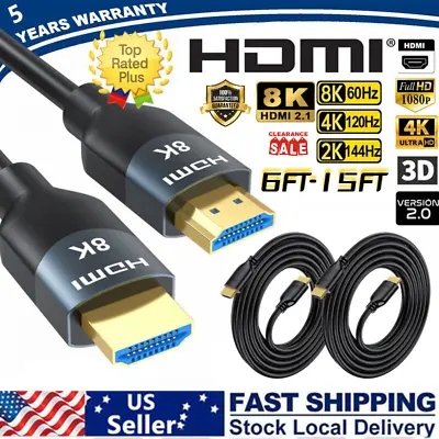 8K 4K HDMI 2.1 2.0 Cable UHD HDTV Ultra HD High Speed HDMI Cord HDR Dolby HDCP A • $6.64