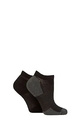 £8.99 • Buy Ladies 2 Pair Elle Bamboo Sheer Stripe Cushioned Heel And Toe No-Show Socks