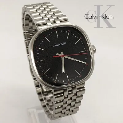 Calvin Klein K9Q121 Swiss Made Men's Quartz Square Watch Black Dial • £89