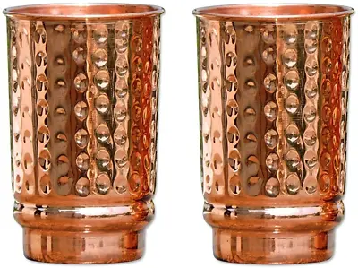 Copper Dring Glass Mug Cup Pure Set Solid Tumbler Moscow Mugs Hammered Cups 2pcs • $22.99