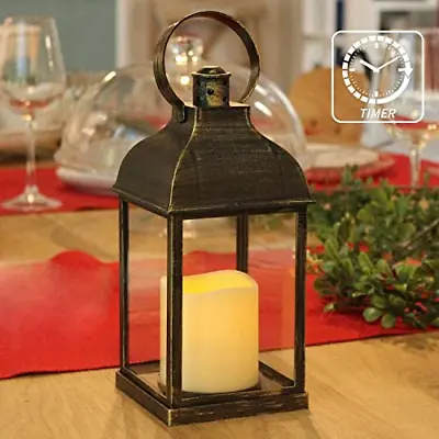 Decorative Lanterns With Timer Flameless Candle Using Battery For 10''H Outdoor • $11.32