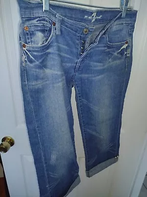 Seven 7 For All Mankind Women’s Crop Boy Cut Jeans Size 28 Cuffed • $19.99