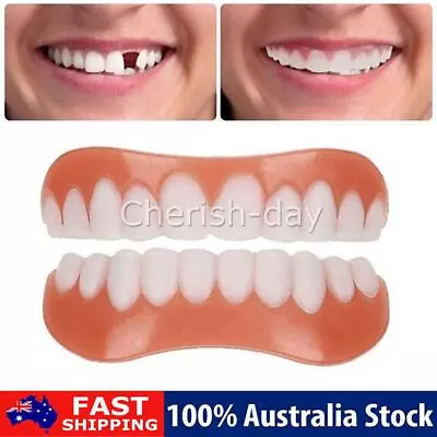 Pair Snap On Bottom Upper+Lower False Teeth Dental Veneers Dentures Fake Tooth • $13.35