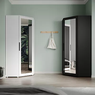 High Gloss Corner Wardrobe Multicolor Storage Cupboard With Mirror Hanging Rail • £239.98