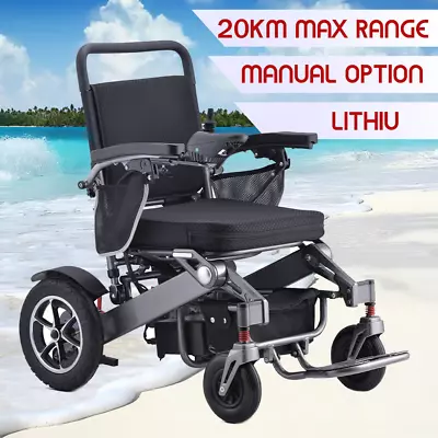 Electric Wheelchair Folding Long Range Lithium Power Motorised Foldable • $944.99