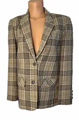 Vtg 80’s PENDLETON Mill USA Blazer Jacket Beige Plaid Virgin Wool Sz 10 2 Button • $39.99