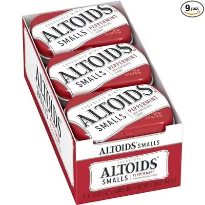Altoids Smalls Peppermint Breath Mints 0.37 Ounce Tin Pack Of 9 • $15.10