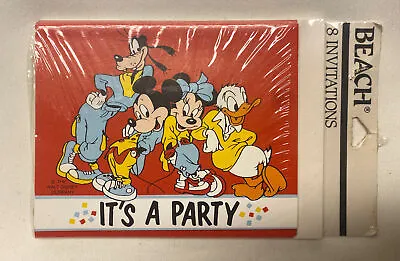 Vintage Disney It's A Party Invitations & Envelopes Mickey Mouse NOS Ships FREE • $14.99