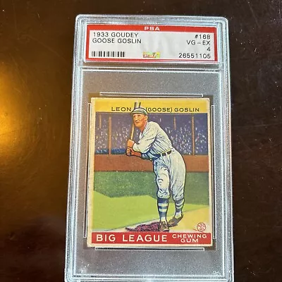 1933 Goudey #168 Leon Goose Goslin  PSA 4 VG-EX HOF Washington Senators￼ • $6.50