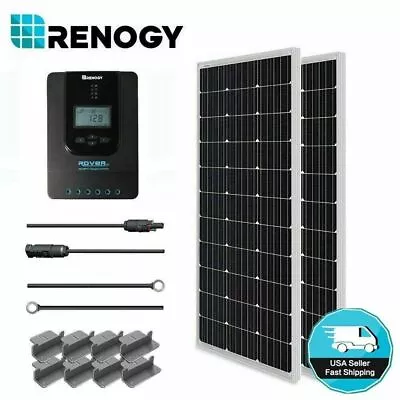 Renogy 200W Solar Panel Kit 12V Mono W/40A MPPT Charge Controller Starter Camper • £349.99