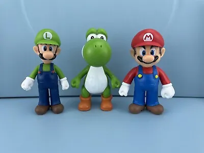 3Pcs Super Mario Bros Doll Luigi Mario Yoshi Action Figures Toys Kids Gift • £10.59