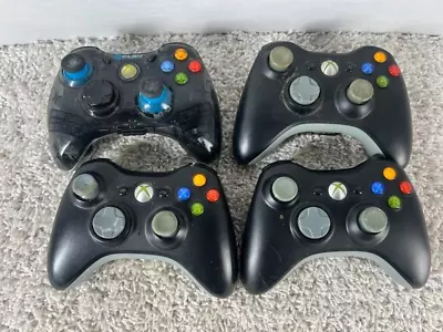 Lot Of 4 Broken Black OEM Microsoft Xbox 360 Controllers 1060 • $18.91