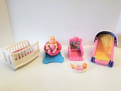 $14 • Buy Fisher Price Loving Family Baby Girl With Accessories Crib Bouncer Booster +