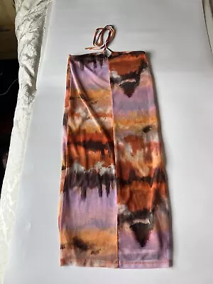 BNWOT Zara Womens Mesh Halter Dress Abstract Print Orange Pink Yellow Sz Medium • £15