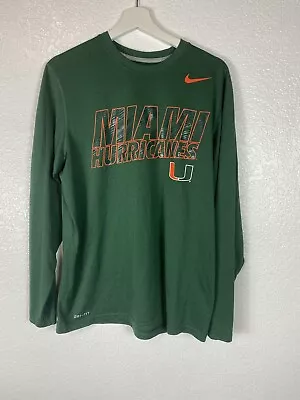 Mens Nike Dri Fit Miami Hurricanes Long Sleeve Athletic Shirt Size Medium Green • $9.99