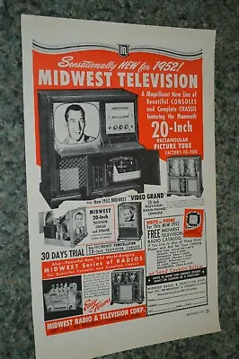 1951 Midwest Radio-television Tv Original Advertisement Print Ad 51 • $9.99
