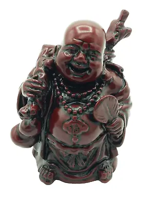 Decorative Red Lacquer Chinese Happy Laughing Buddha Figure 4  High Figurine • £9.99