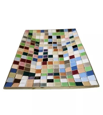VTG Mosaic Tile Tray Serving Plate Mid Century Modern Metal Bottom 8.25  • $17