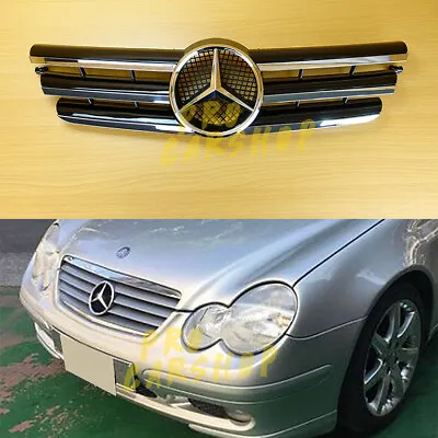 Fit M-Benz W203 C-Class CL203 2000-2007 3FIN 2D Coupe Front Grille Gloss Black • $168.73