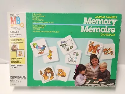 Animal Families MEMORY CARD GAME Missing 2 Cards 1990 Milton Bradley • $12.50