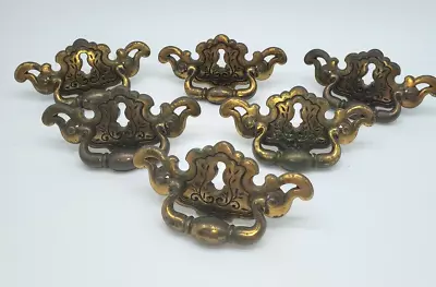 Set Of 6 Drawer Pulls Brass Look Victorian Style 1986-1987 Includes Screws • $69.95