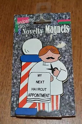 Barber Shop Barber Pole Magnet Handpainted Wood Note Holder NOVELTY • $15