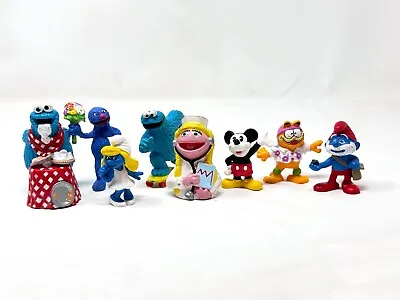 Lot Of 8 Assorted Vintage Mickey Sesame St. Smurf Garfield PVC Figures Toys • $16.99