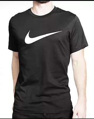 Nike Men's Short Sleeve Swoosh Logo Printed T-Shirt Black White Red Royal Blue • $19