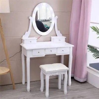 10 Led Mirror Vanity Makeup Dressing Table Vanity Set Woman Bedroom Dresser Desk • $120.99