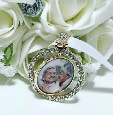 Gold DOUBLE SIDED Wedding Bouquet Memory Photo Charm- Diamante  - Bridal Bouquet • £11.50