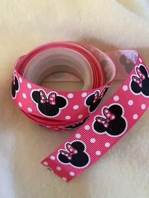 3 Metre Minnie Mouse 7/8 - Printed Grosgrain Ribbon Dog Collars / Cake/ Hair Bow • £3.55