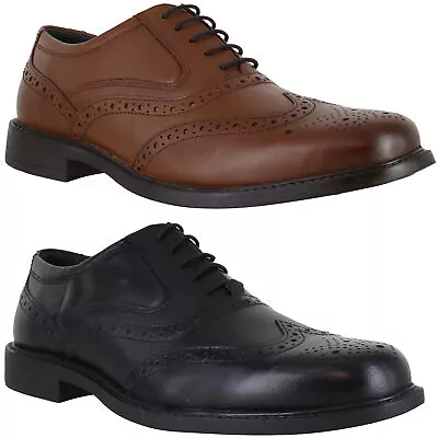 Mens Oaktrak Henry Oxford Brogue Smart Leather Lace Up Shoes Sizes 7 To 12 • £24.99