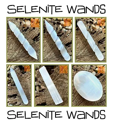 £6.99 • Buy Selenite Crystal Healing Wands *Spiral Round Pointed Natural Aura Cleansing Wand