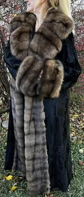 Dennis Basso Top Quality Russian Barguzin Sable Tuxedo  Broadtail Fur Coat • £3211.79