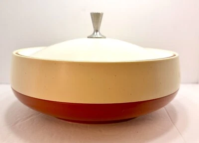 Vintage Mid Mod Style White And Brown Serving Dish By Vacron Bopp Decker Plastic • $25