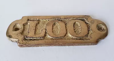 SOLID BRASS LOO Sign Toilet WC 3D Emboss Signage 3.5 X 8.5cm EXCELLENT CONDITION • £9.99