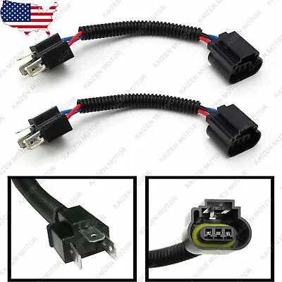 2x H4 9003 To H13 9008 Headlight Conversion Cable Wiring Harness Socket Adapter • $8.99