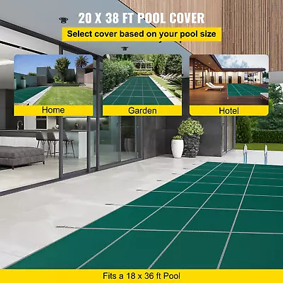 VEVOR Pool Safety Cover Fits18x36ft Inground Safety Pool Cover Green Mesh With 4 • $471.44