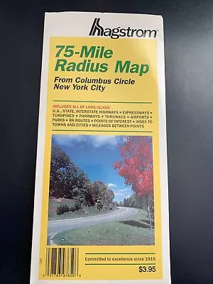 Hagstrom  New York City  75-mile Radius Map From Columbus Circle NYC • $16.95