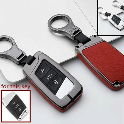 Zinc Alloy Leather Car Key Case Cover Holder For VW Passat For Skoda Superb A7 • $24.80