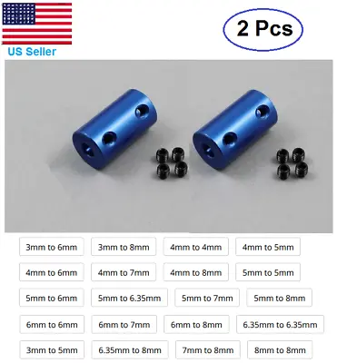 2 Pcs Aluminum Blue Shaft Coupling Rigid Coupler Motor Connector CNC DIY • $8