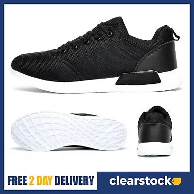Lightweight Mens Black Mesh Summer Gym Walking Running Trainers Shoes Size 11 • £9.99