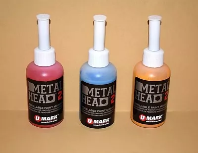 3 Metal Head Paint Marker 2 Oz Red Yellow Blue Metal Marking Auto Salvage Craft  • $27.95